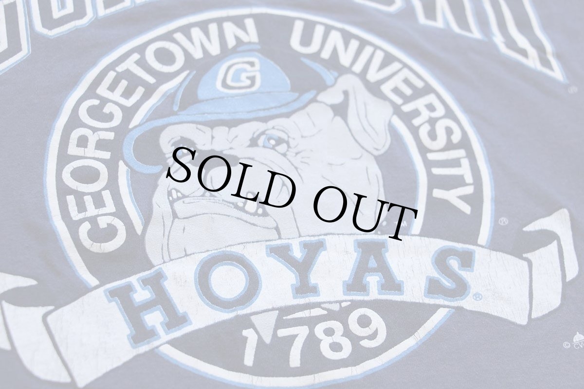 画像4: 80s USA製 GEORGETOWN UNIVERSITY HOYAS ブルドッグ マスコット Tシャツ 紺 L (4)