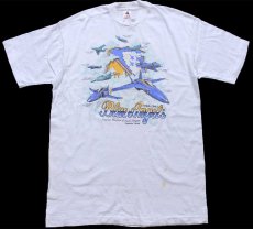 画像2: 90s USA製 U.S.NAVY Blue Angels 戦闘機 コットンTシャツ 白 L (2)