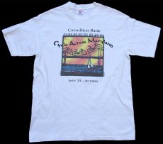画像2: 90s USA製 Carrollton Bank Cycle Across Maryland UPS SUBARU SHIMANO 協賛 アート 両面 染み込みプリント コットンTシャツ 白 L (2)