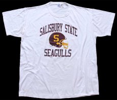 画像2: 90s USA製 RUSSELLラッセル SALISBURY STATE SEAGULLS PLAY TO WIN! アメフト 両面プリント Tシャツ 白 XL (2)