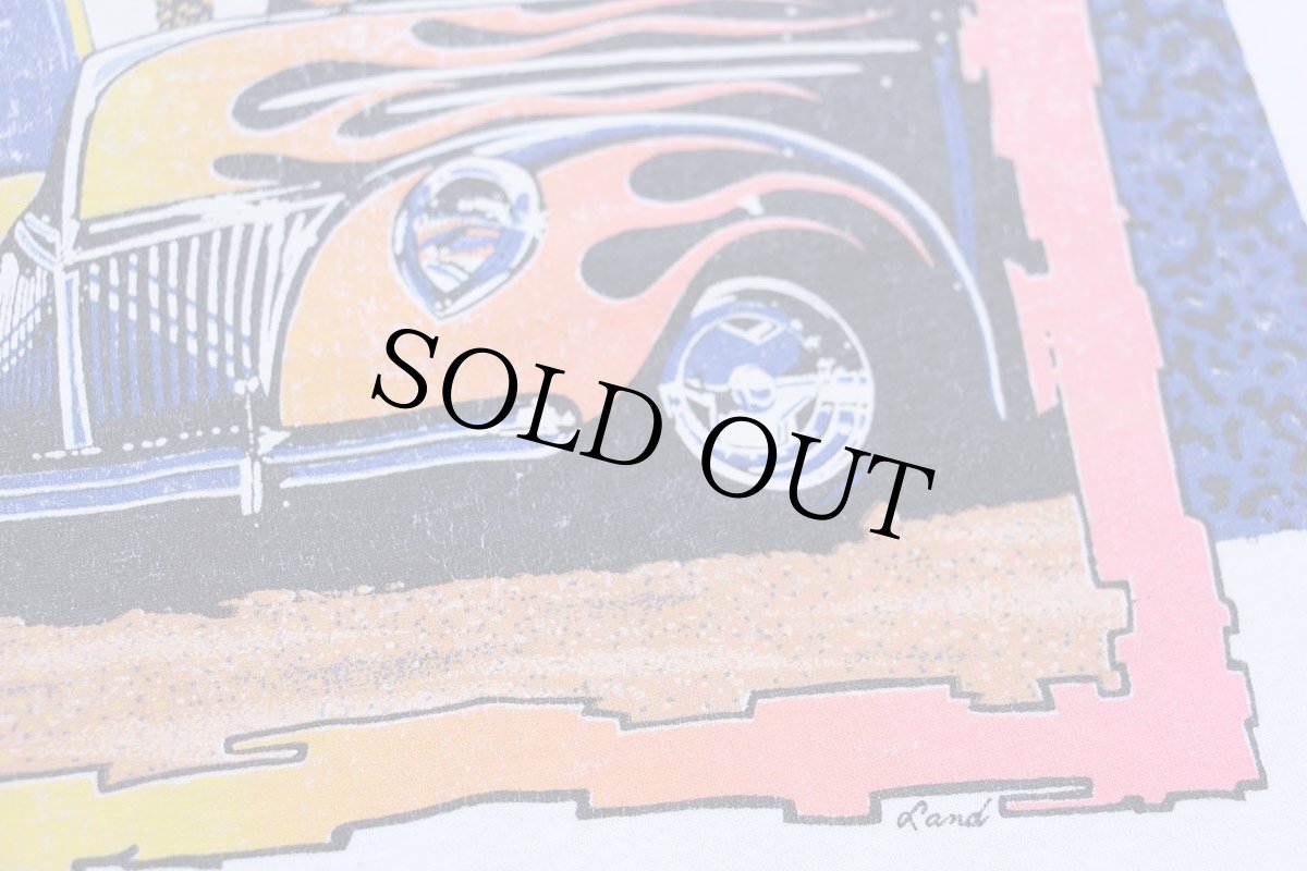 画像4: 90s HOTROD ホットロッド フレイムス ビキニガール ヤシの木 サーフボード アート Tシャツ 白 (4)