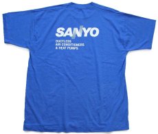 画像3: 90s USA製 BLASCO SUPPLY AIR CONDITIONING SANYO 両面プリント Tシャツ 青 XL (3)