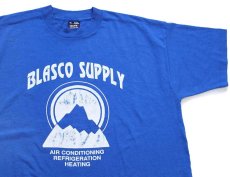 画像1: 90s USA製 BLASCO SUPPLY AIR CONDITIONING SANYO 両面プリント Tシャツ 青 XL (1)