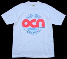 画像2: 90s BIG DOGS OCN ORANGE COUNTY NEWSCHANNEL 蛍光 両面プリント コットンTシャツ 白 L (2)