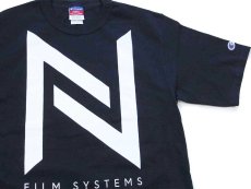 画像1: デッドストック★00s Championチャンピオン NODO FILM SYSTEMS ロゴ コットンTシャツ 黒 S (1)