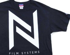 画像1: デッドストック★00s Championチャンピオン NODO FILM SYSTEMS ロゴ コットンTシャツ 黒 M (1)