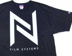画像1: デッドストック★00s Championチャンピオン NODO FILM SYSTEMS ロゴ コットンTシャツ 黒 XL (1)