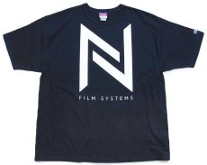画像2: デッドストック★00s Championチャンピオン NODO FILM SYSTEMS ロゴ コットンTシャツ 黒 XL (2)