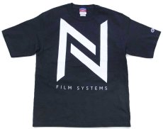 画像2: デッドストック★00s Championチャンピオン NODO FILM SYSTEMS ロゴ コットンTシャツ 黒 S (2)