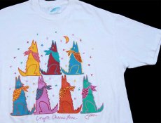 画像1: 80s USA製 Hanes Coyote Chorus Line アート コットンTシャツ 白 XL (1)