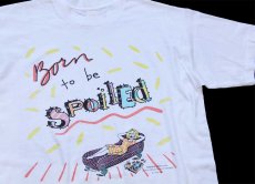 画像1: 80s USA製 SHOEBOX GREETINGS Born to be SPOILED イラスト Tシャツ 白 L (1)