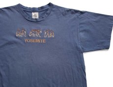 画像1: 90s USA製 YOSEMITE ベア 刺繍 コットンTシャツ ブルーグレー XL (1)