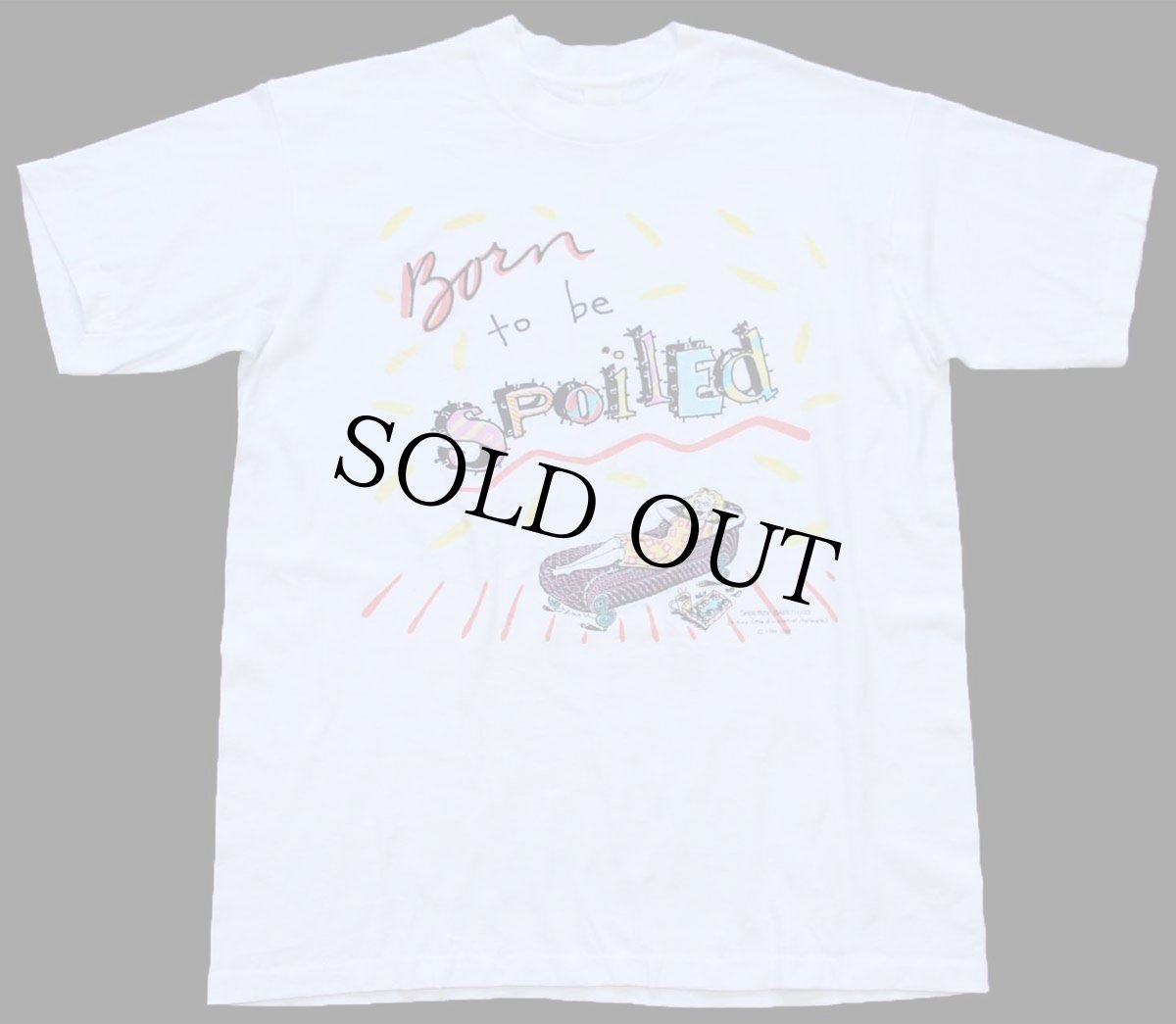 画像2: 80s USA製 SHOEBOX GREETINGS Born to be SPOILED イラスト Tシャツ 白 L (2)