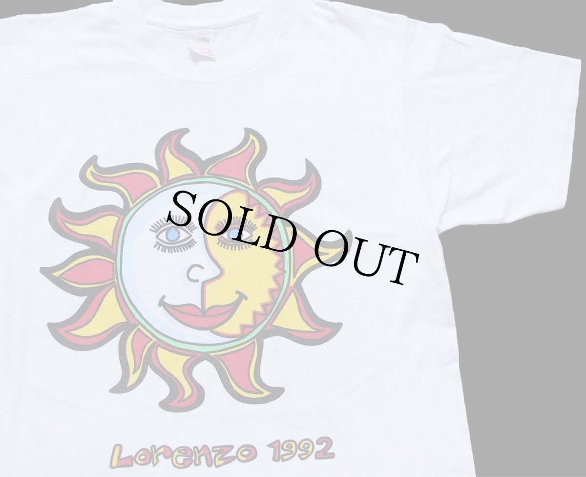 画像1: 90s USA製 Lorenzo 1992 JOVANOTTI 染み込みプリント コットンTシャツ 白 L (1)
