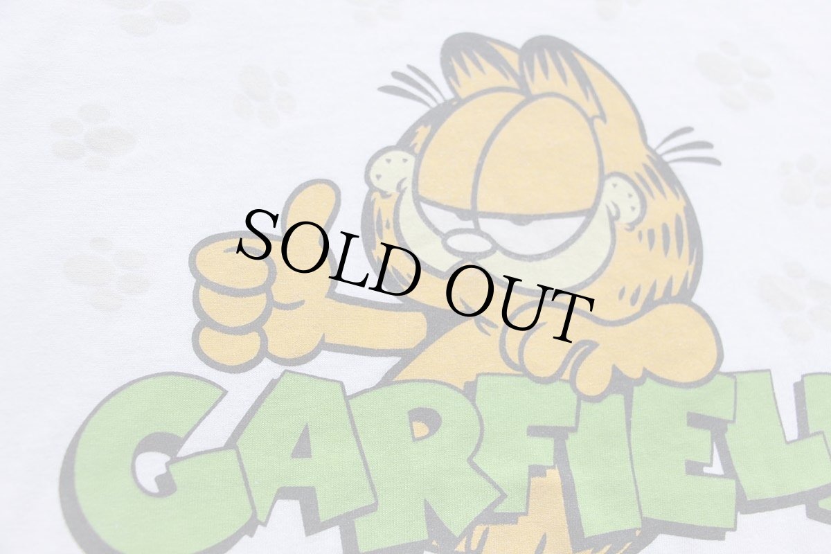 画像4: 00s Garfieldガーフィールド 足型 Tシャツ オフホワイト L (4)