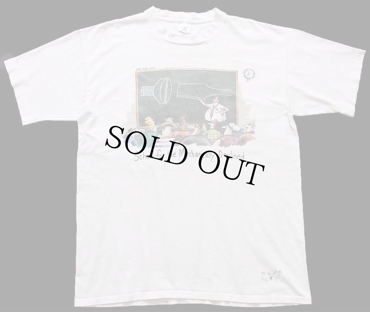画像2: 90s USA製 THE FAR SIDE School for the Mechanically Declined イラスト コットンTシャツ オフホワイト L (2)
