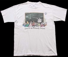 画像2: 90s USA製 THE FAR SIDE School for the Mechanically Declined イラスト コットンTシャツ オフホワイト L (2)