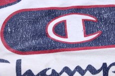 画像4: 90s USA製 Championチャンピオン USA スクリプト ロゴ 三段中抜き ひび割れプリント コットンTシャツ 白 XL (4)