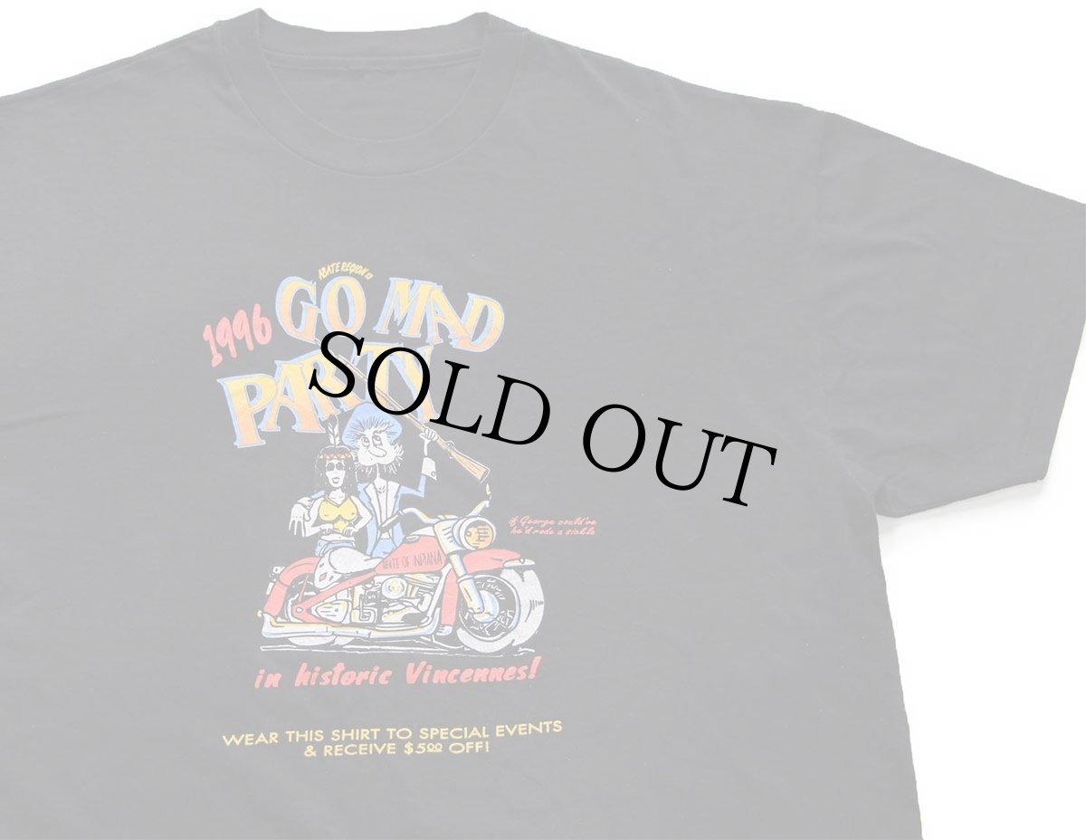 画像1: 90s GO MAD PARTY ABATE OF INDIANA REGION 13 NADLAND インディアン 両面プリント Tシャツ 黒★特大 (1)