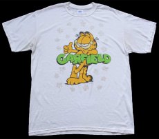 画像2: 00s Garfieldガーフィールド 足型 Tシャツ オフホワイト L (2)
