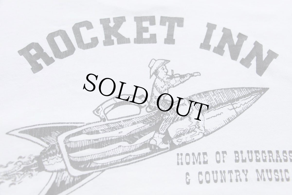 画像4: 80s USA製 ROCKET INN 両面ひび割れプリント コットン ポケットTシャツ 白 M (4)