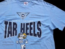 画像1: 90s USA製 Hanes NORTH CAROLINA TAR HEELS マスコット コットンTシャツ 水色 XL (1)