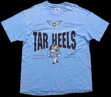画像2: 90s USA製 Hanes NORTH CAROLINA TAR HEELS マスコット コットンTシャツ 水色 XL (2)