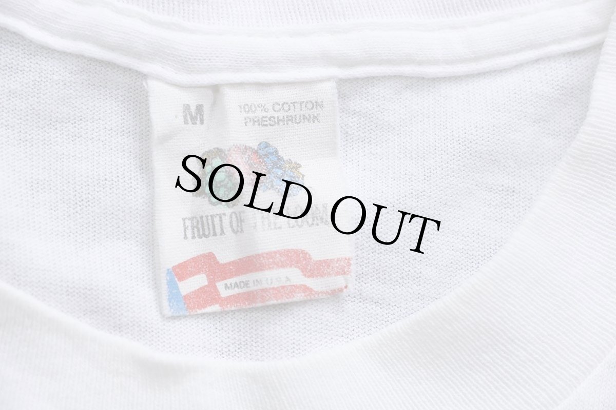 画像5: 80s USA製 ROCKET INN 両面ひび割れプリント コットン ポケットTシャツ 白 M (5)