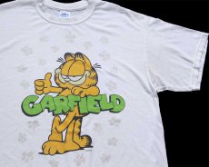 画像1: 00s Garfieldガーフィールド 足型 Tシャツ オフホワイト L (1)