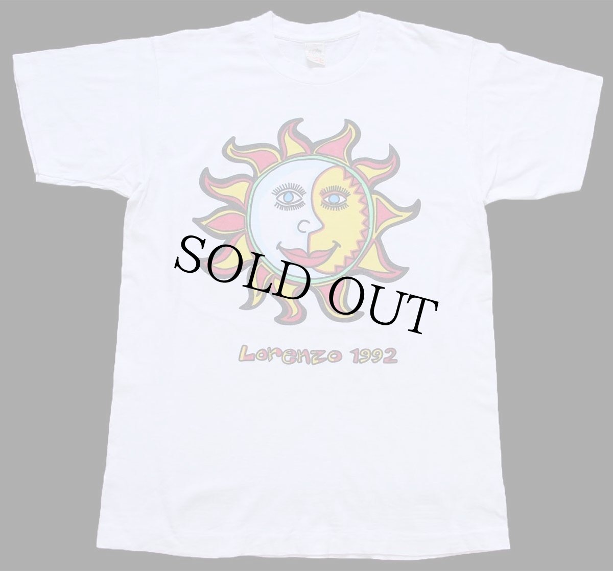 画像2: 90s USA製 Lorenzo 1992 JOVANOTTI 染み込みプリント コットンTシャツ 白 L (2)