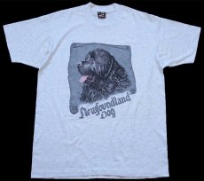 画像2: 90s USA製 Newfoundland Dog ニューファンドランド ドッグ アート Tシャツ 杢ライトグレー L (2)