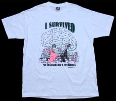 画像2: 90s USA製 I SURVIVED MY DAUGHTER'S WEDDING イラスト Tシャツ 白 XL (2)