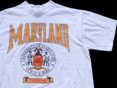 画像1: 80s USA製 MARYLAND TERRAPINS コットンTシャツ 白 (1)