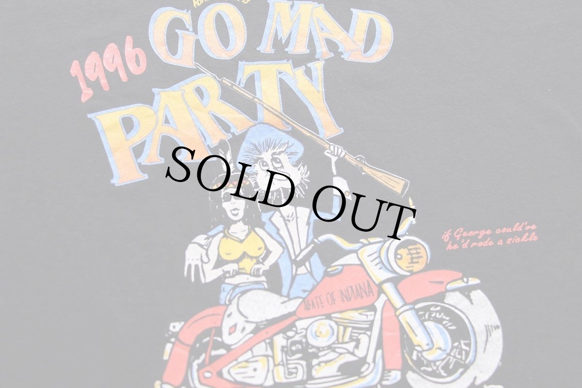画像5: 90s GO MAD PARTY ABATE OF INDIANA REGION 13 NADLAND インディアン 両面プリント Tシャツ 黒★特大 (5)