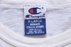 画像5: 90s USA製 Championチャンピオン USA スクリプト ロゴ 三段中抜き ひび割れプリント コットンTシャツ 白 XL (5)