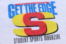 画像4: 90s USA製 NIKEナイキ GET THE EDGE STUDENT SPORTS MAGAZINE スウッシュ ビッグロゴ 両面プリント コットンTシャツ 白 L (4)