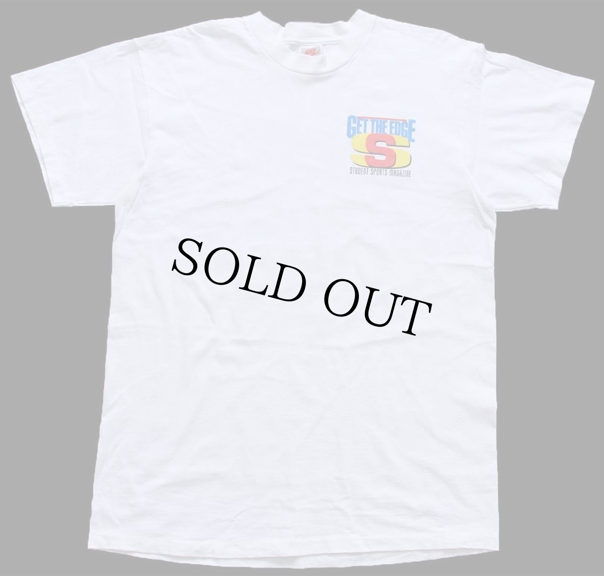 画像3: 90s USA製 NIKEナイキ GET THE EDGE STUDENT SPORTS MAGAZINE スウッシュ ビッグロゴ 両面プリント コットンTシャツ 白 L (3)