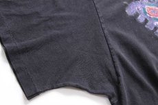 画像6: 90s USA製 フラワー ハンドペイント アート コットンTシャツ 黒 フェード★特大 (6)