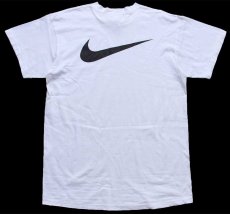 画像2: 90s USA製 NIKEナイキ GET THE EDGE STUDENT SPORTS MAGAZINE スウッシュ ビッグロゴ 両面プリント コットンTシャツ 白 L (2)