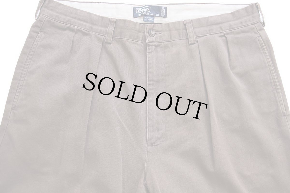 画像4: 90s メキシコ製 ポロ ラルフローレン ANDREW PANT ツータック コットン チノパン 焦げ茶 W36 L32★325 (4)