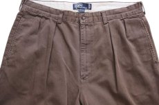 画像4: 90s メキシコ製 ポロ ラルフローレン ANDREW PANT ツータック コットン チノパン 焦げ茶 w36 L32★325 (4)