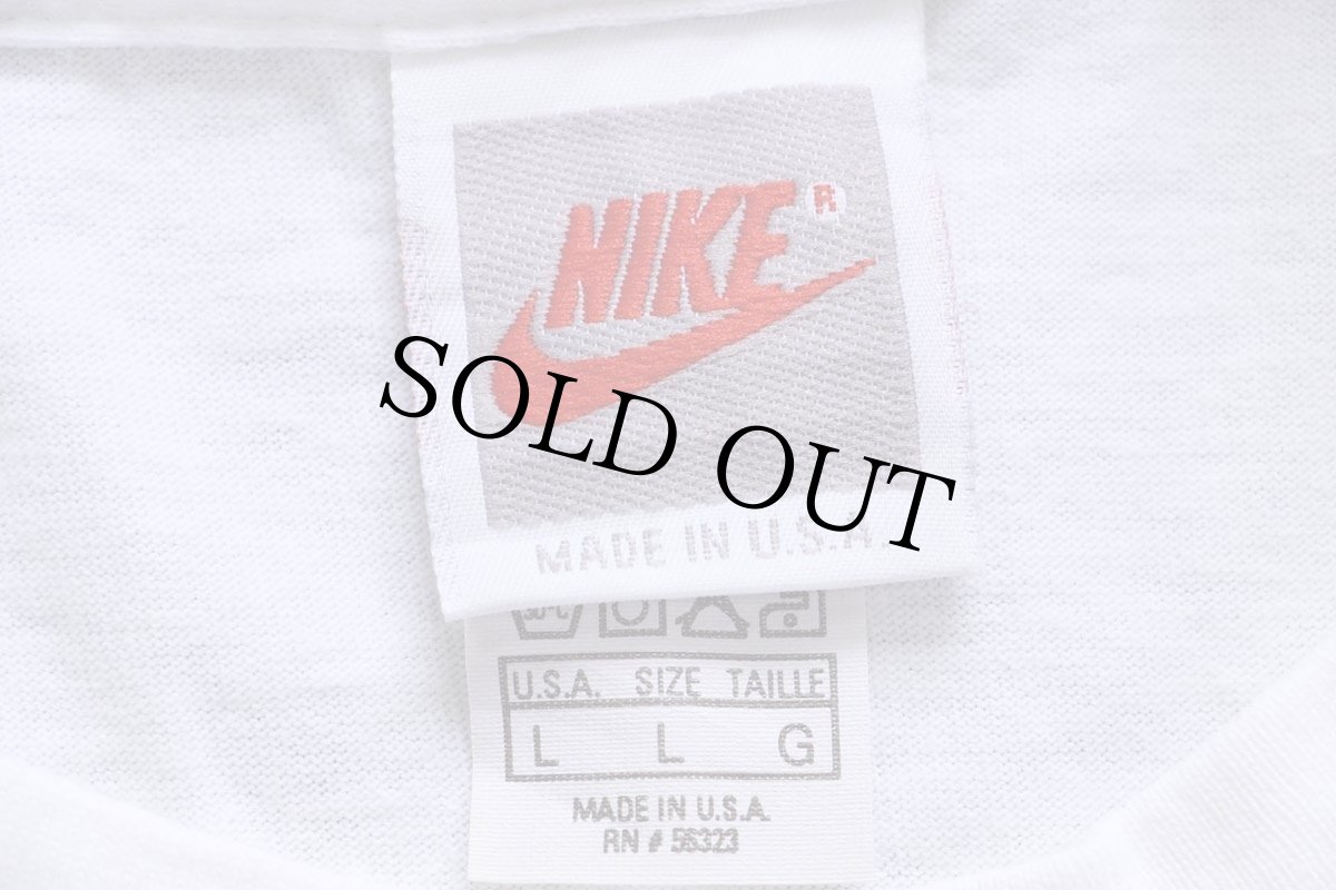 画像5: 90s USA製 NIKEナイキ GET THE EDGE STUDENT SPORTS MAGAZINE スウッシュ ビッグロゴ 両面プリント コットンTシャツ 白 L (5)