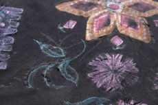 画像5: 90s USA製 フラワー ハンドペイント アート コットンTシャツ 黒 フェード★特大 (5)