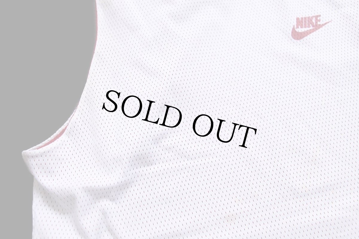 画像8: 00s USA製 NIKEナイキ リバーシブル ナイロン メッシュ タンクトップ 濃赤×白 L (8)