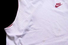 画像8: 00s USA製 NIKEナイキ リバーシブル ナイロン メッシュ タンクトップ 濃赤×白 L (8)