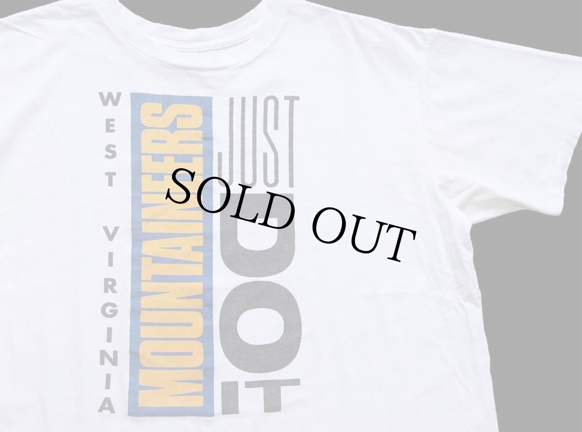 画像1: 90s USA製 NIKEナイキ WEST VIRGINIA MOUNTAINEERS JUST DO IT コットンTシャツ 白 XL (1)