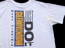 画像1: 90s USA製 NIKEナイキ WEST VIRGINIA MOUNTAINEERS JUST DO IT コットンTシャツ 白 XL (1)
