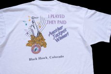 画像4: 90s USA製 JAZZ ALLEY CASINO サックス 両面プリント Tシャツ 白 XL (4)