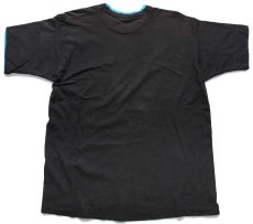 画像3: 90s USA製 YMCA WORLDWIDE MAKING A DIFFERENCE レイヤードネック&スリーブ コットンTシャツ 黒×水色 XL (3)