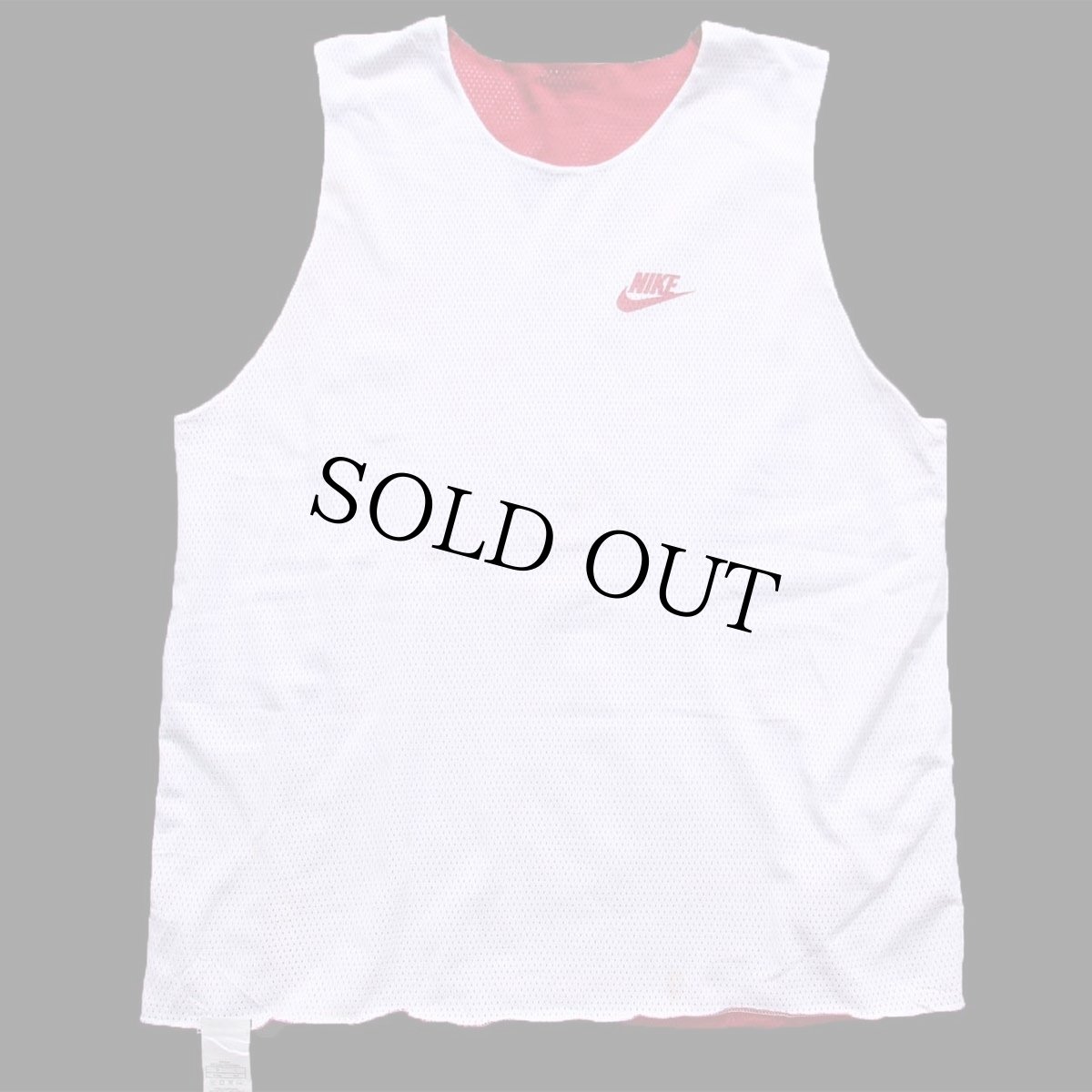 画像5: 00s USA製 NIKEナイキ リバーシブル ナイロン メッシュ タンクトップ 濃赤×白 L (5)